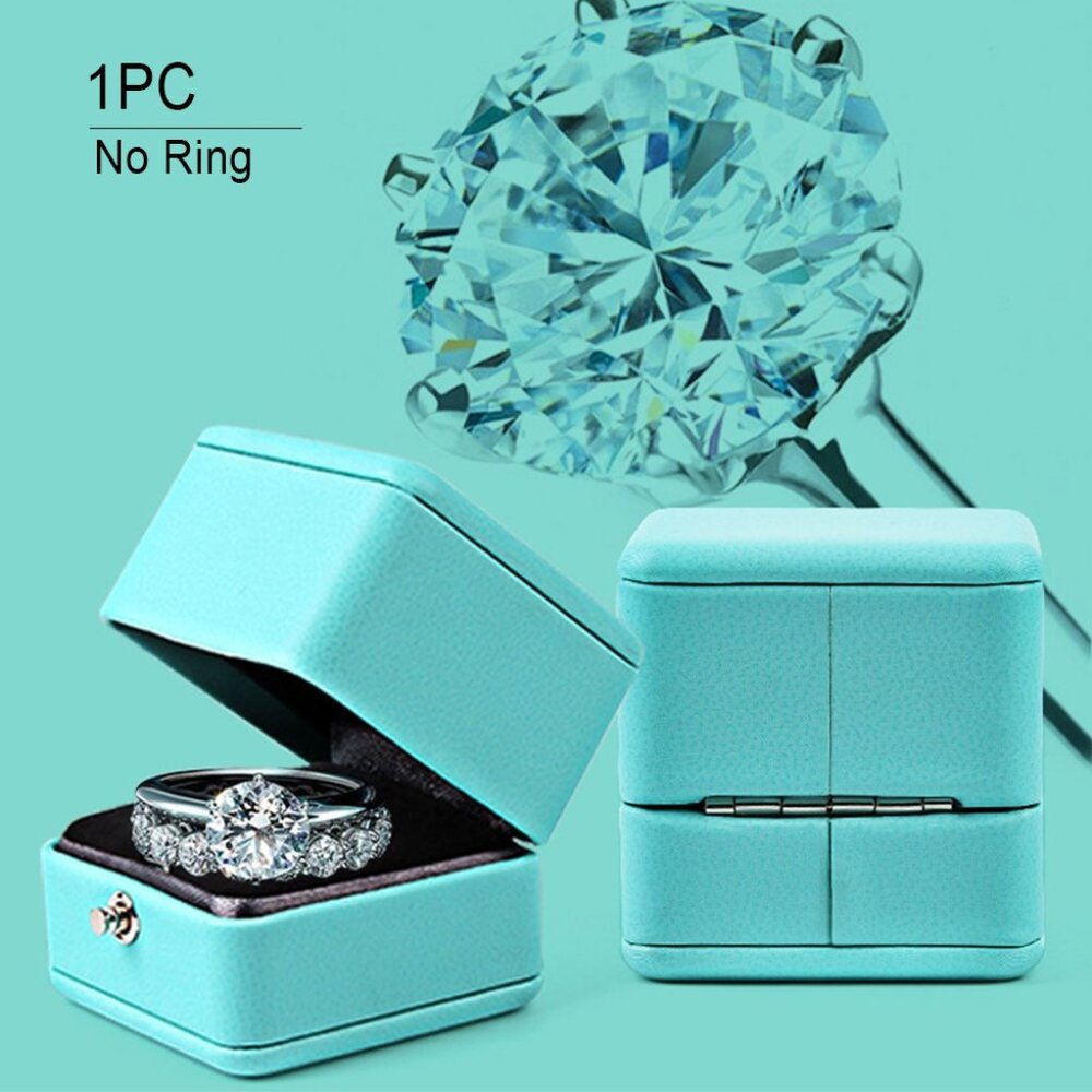 Teal FA Leather Silver Line Diamont Ring Box - Picture 17 of 17